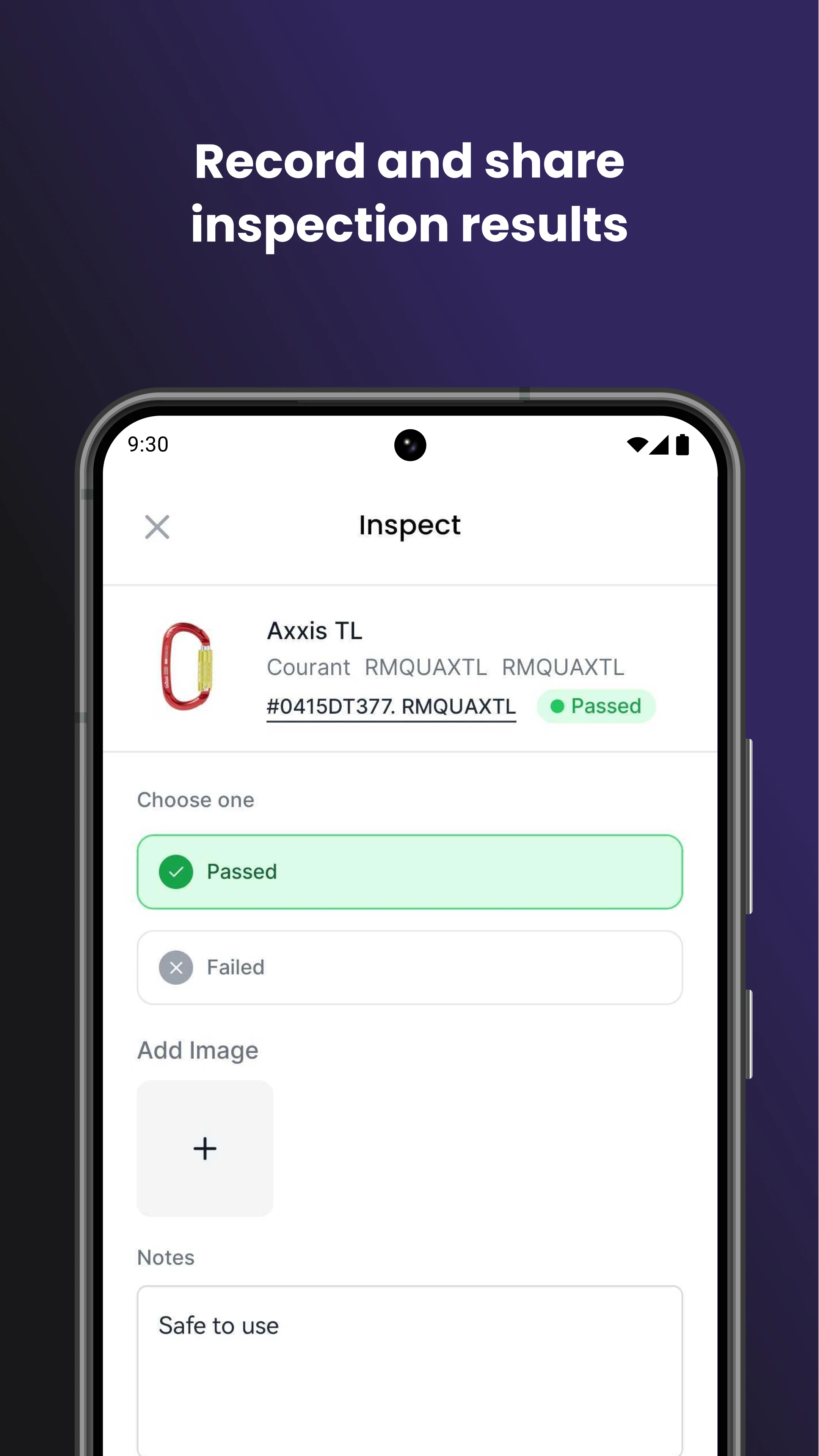Scannable Safety Equipment App screenshot